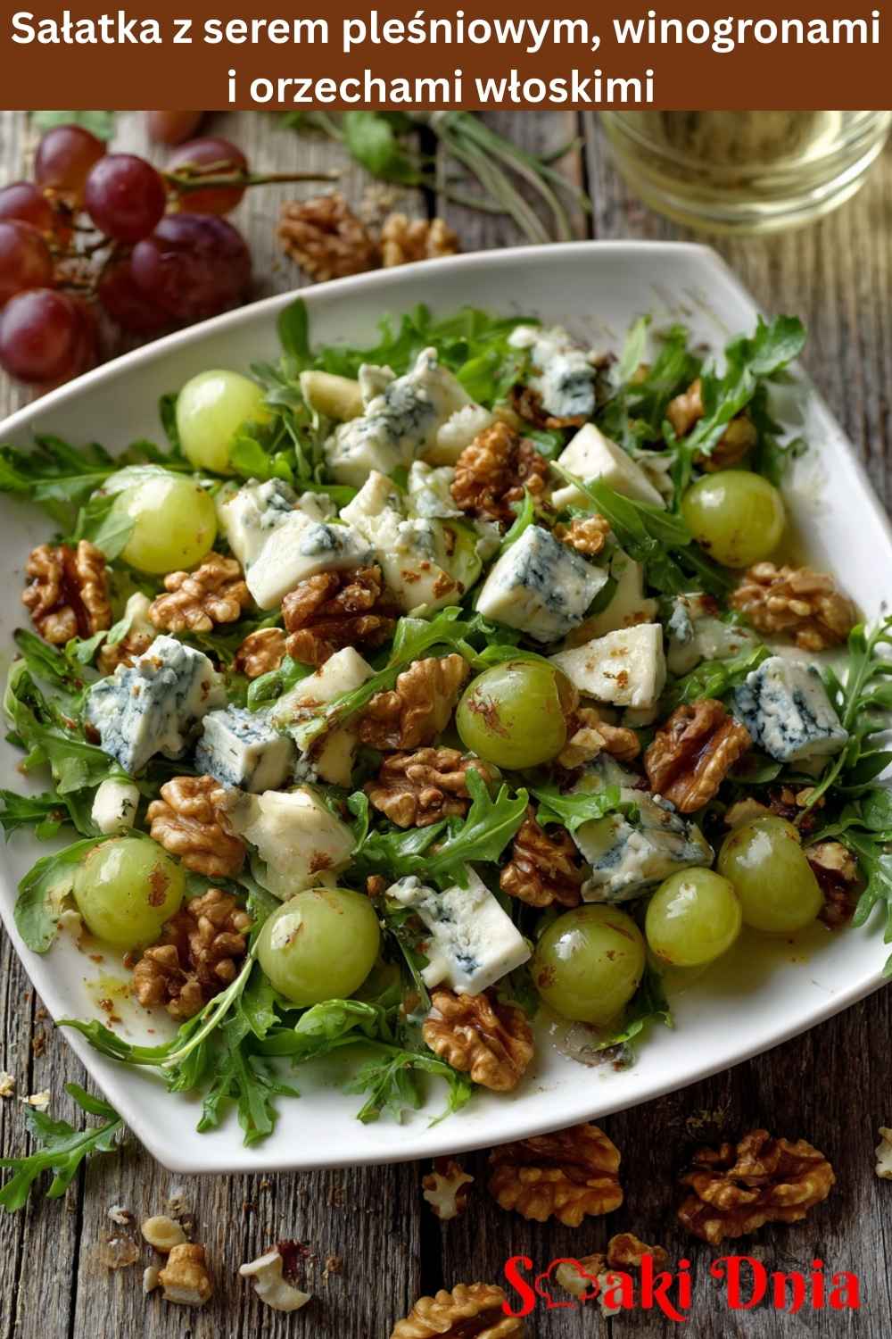 Sałatka z serem pleśniowym, winogronami i orzechami włoskimi – szybki hit jak z restauracji