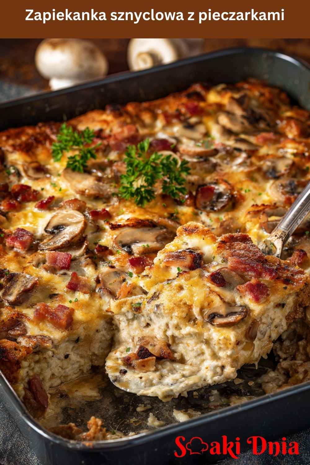 Zapiekanka sznyclowa z pieczarkami