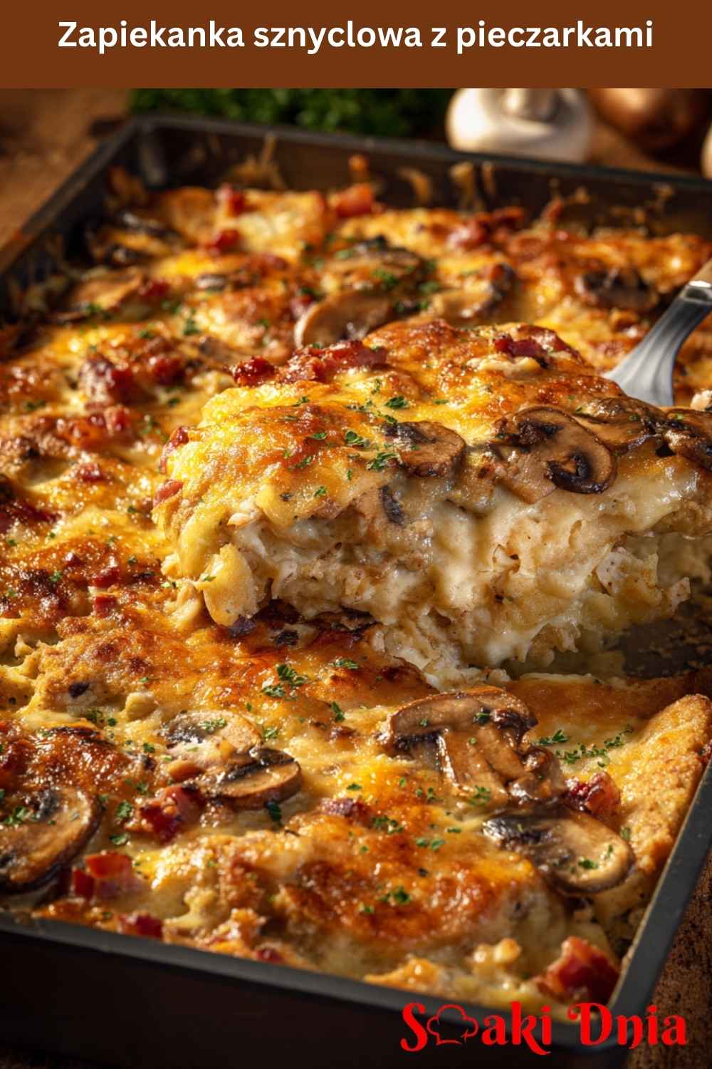 Zapiekanka sznyclowa z pieczarkami