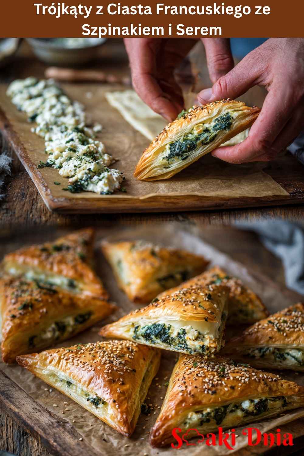 Trójkąty z ciasta francuskiego ze szpinakiem i serem – szybka i chrupiąca przekąska 8 Trójkąty z ciasta francuskiego ze szpinakiem i serem – szybka i chrupiąca przekąska