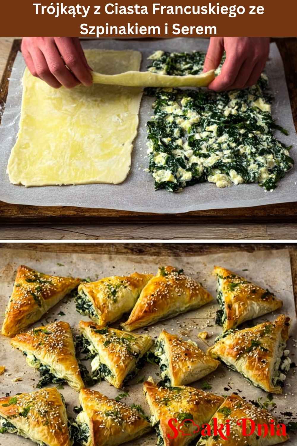 Trójkąty z ciasta francuskiego ze szpinakiem i serem – szybka i chrupiąca przekąska 7 Trójkąty z ciasta francuskiego ze szpinakiem i serem – szybka i chrupiąca przekąska