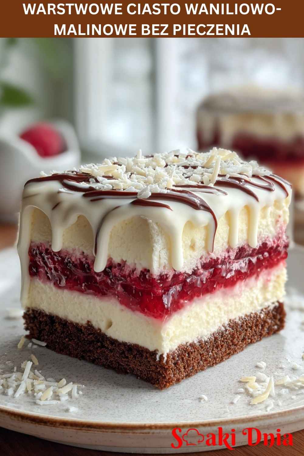 Warstwowe ciasto waniliowo-malinowe – bez pieczenia i pyszne