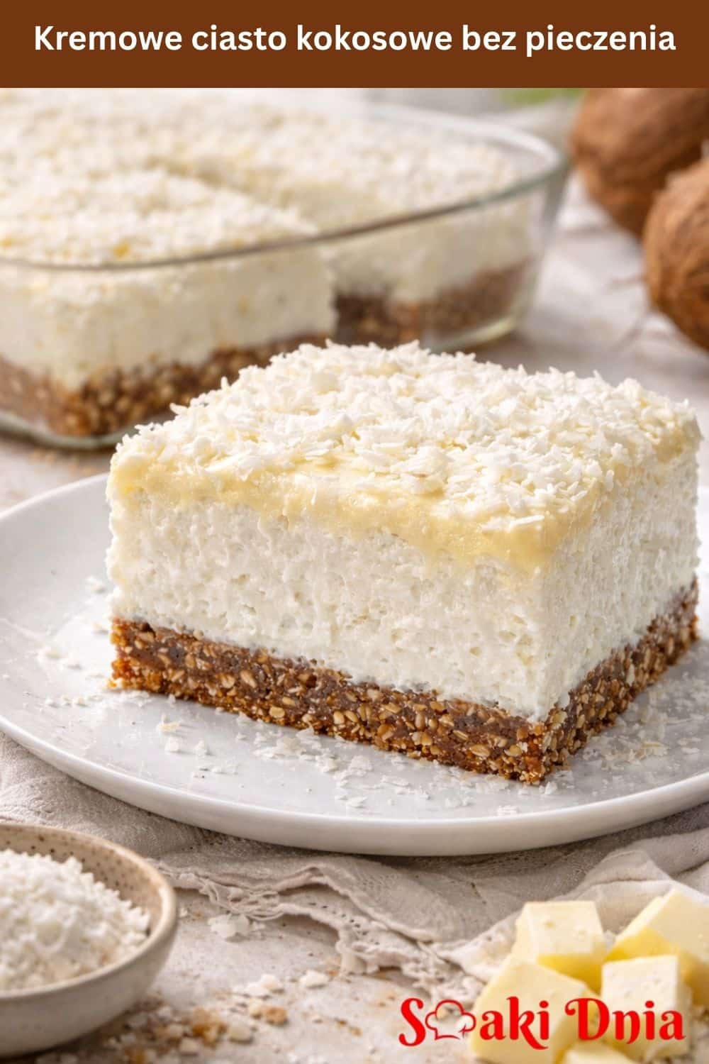 Kremowe ciasto kokosowe bez pieczenia