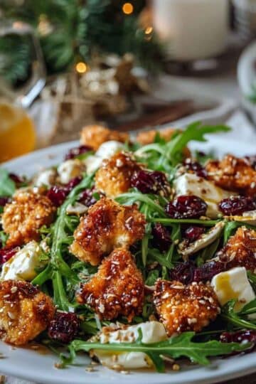 Sałatka z chrupiącym kurczakiem, camembertem i żurawiną – hit na Sylwestra i Nowy Rok 25 Sałatka z chrupiącym kurczakiem, camembertem i żurawiną