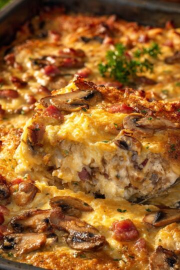 Zapiekanka sznyclowa z pieczarkami