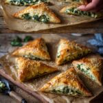 Trójkąty z ciasta francuskiego ze szpinakiem i serem – szybka i chrupiąca przekąska 9 Trójkąty z ciasta francuskiego ze szpinakiem i serem – szybka i chrupiąca przekąska