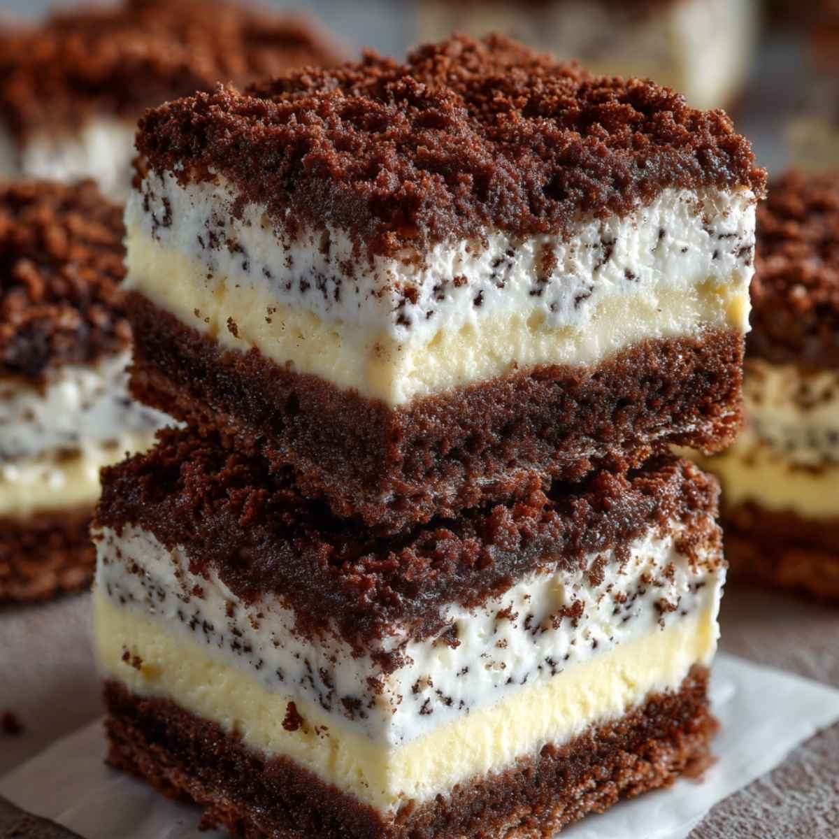 Ciasto czekoladowe z budyniem, kremem i kruszonką