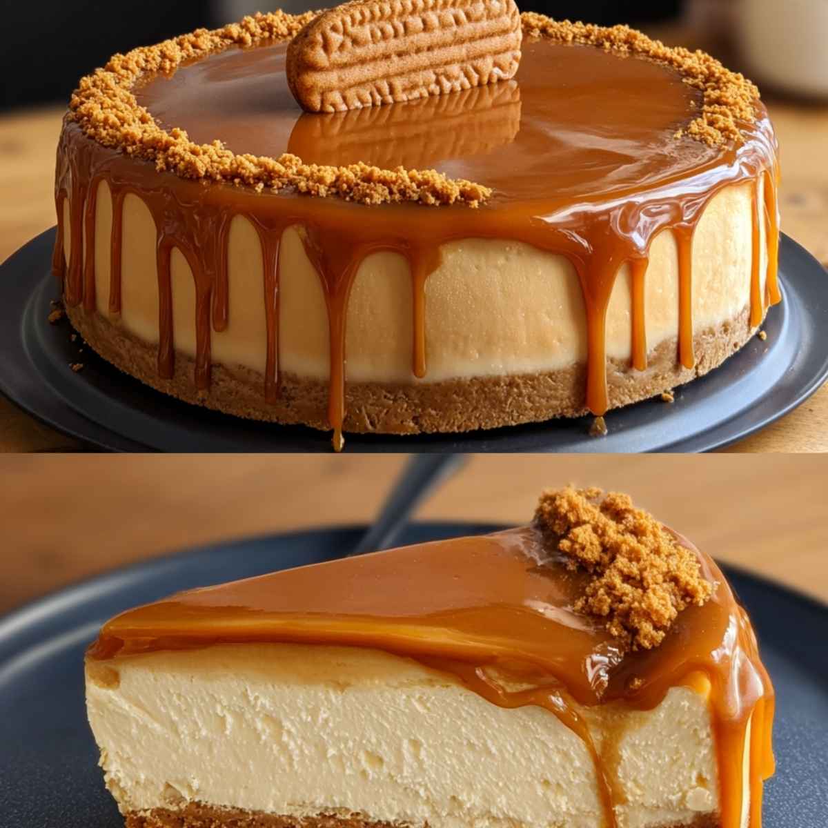 Sernik karmelowy na ciasteczkowym spodzie