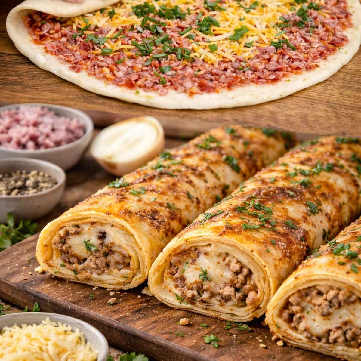 Roladki pizzowe z mięsem i serem – przekąska, którą pokochasz 5 Roladki pizzowe z mięsem i serem – przekąska, którą pokochasz