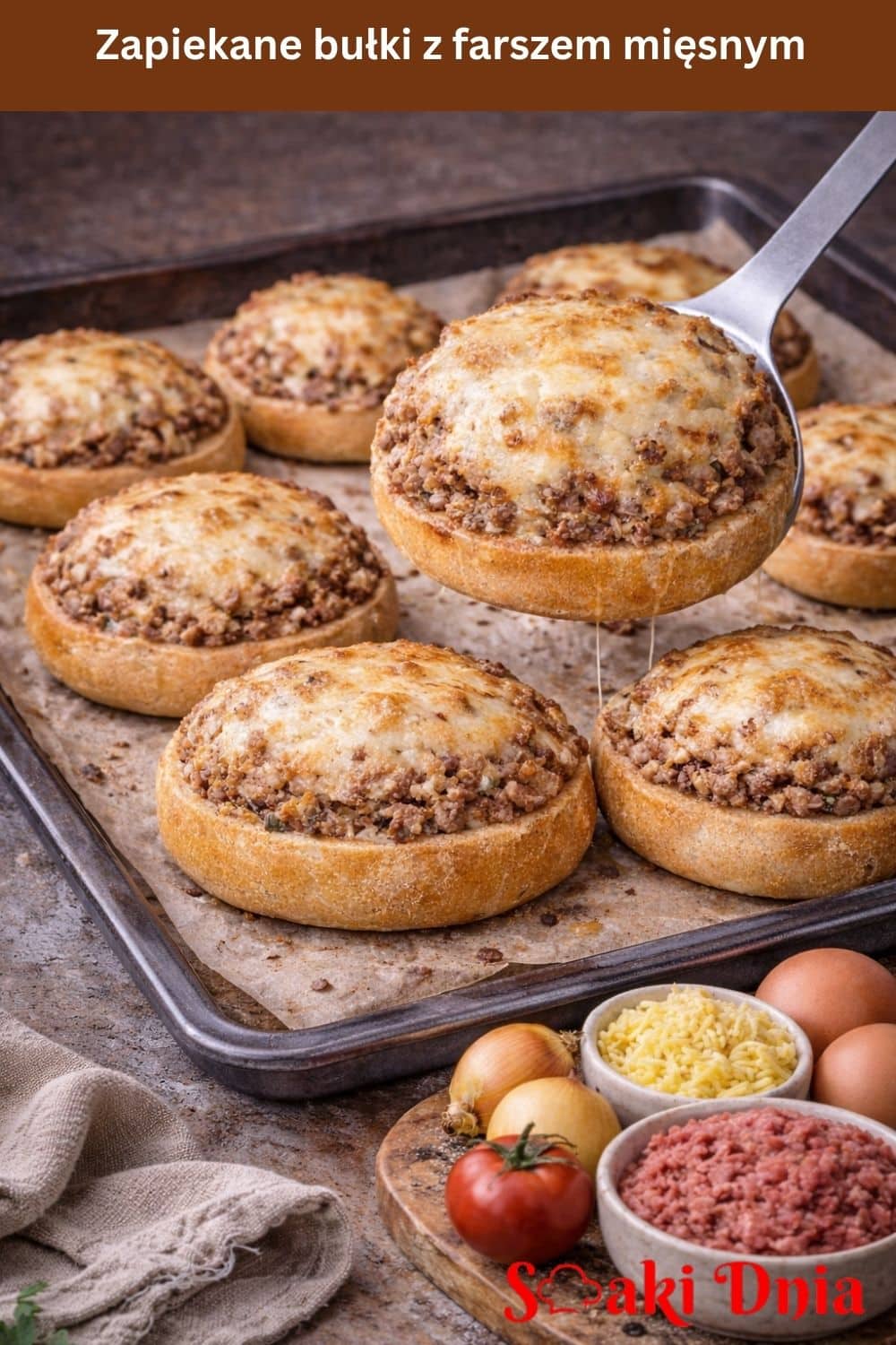 zapiekane bułki z farszem mięsnym