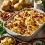 Zapiekanka ziemniaczana z boczkiem i sosem śmietanowym – klasyka domowego obiadu
