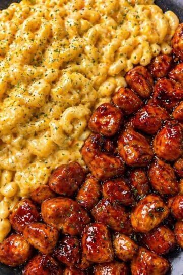Proteinowy mac & cheese + kurczak BBQ (fit wersja)
