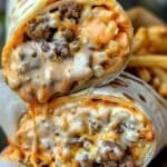 Tortilla z mięsem, frytkami i sosem czosnkowym (cheesy wrap)