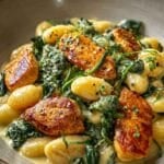Gnocchi z kurczakiem i szpinakiem w kremowym sosie