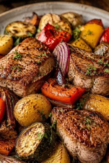 Wieprzowina z warzywami z jednej blachy 10 Wieprzowina z Warzywami Pieczona na Jednej Blasze