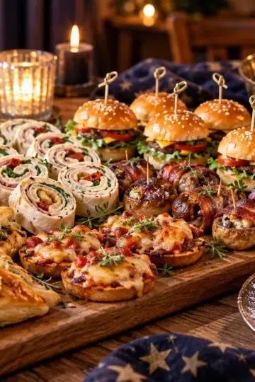 Przekąski na andrzejki – koreczki, roladki z tortilli, mini pizze, pieczarki w boczku i pączki